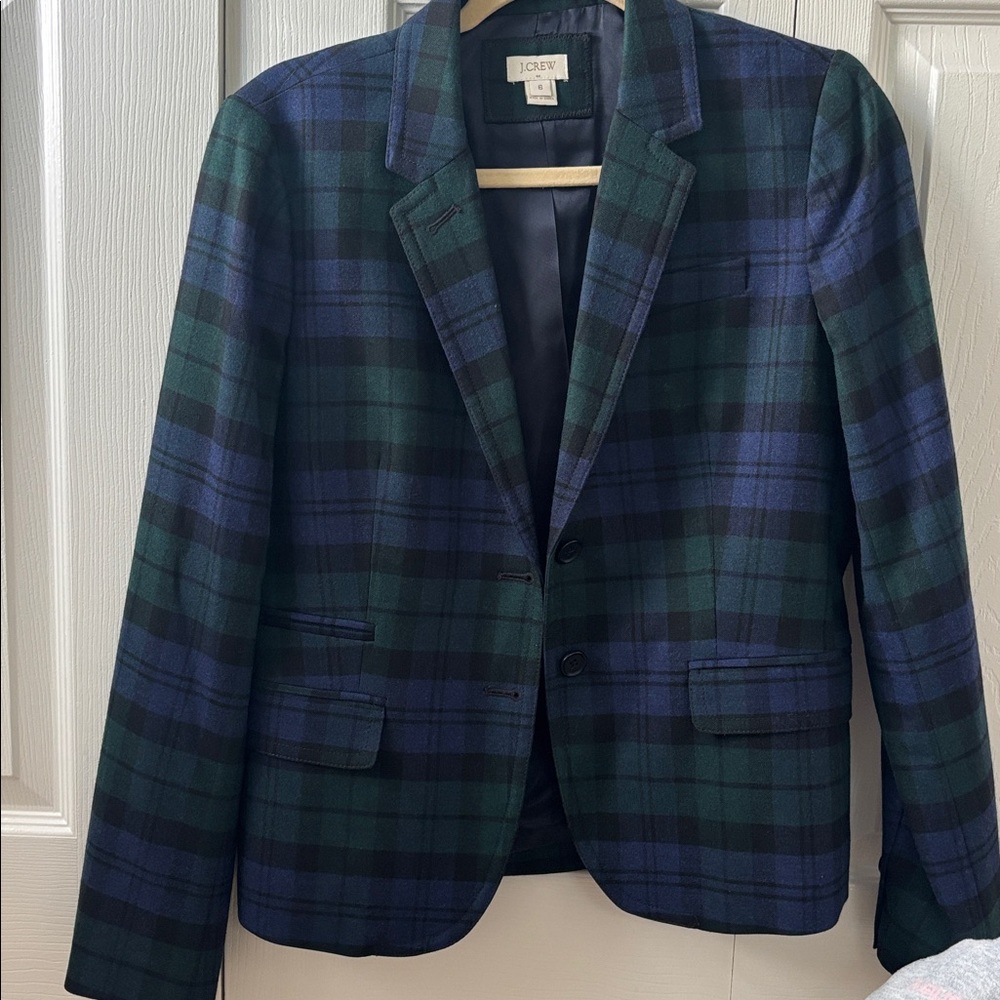 J.Crew Tartan Checkered Jacket in Blue and Green